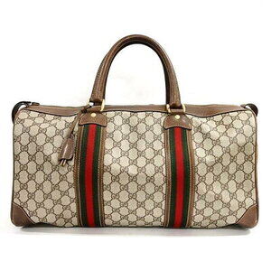 Gucci Boston Bag Beige GG Canvas Sherry Web Brown
